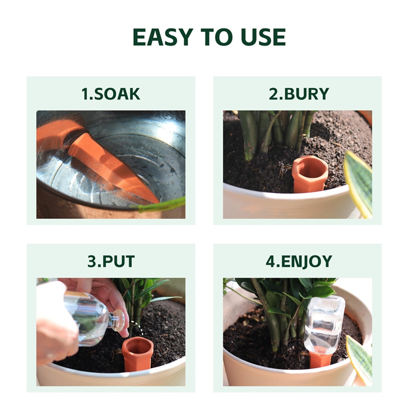 Self Watering Insert - Terrakotta-Bewässerungsspikes, Weinflaschen-Bewässerungspfähle, selbstbewässernder Pflanzbeinsatz mit langsamer